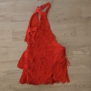 Fringed Halter Mini Dress For Revolution Costume